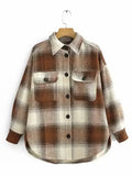 Women's Plaid Long Sleeve Shirt-Women's Shirts-LeStyleParfait