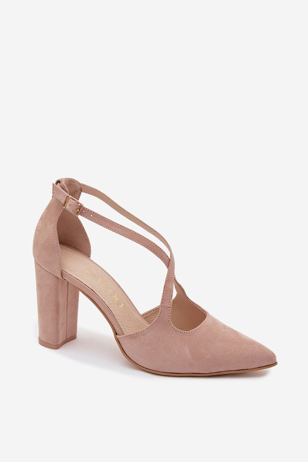 Women's Pointed Toe Ankle Strap Block Heel Pumps-Pumps Shoes-LeStyleParfait