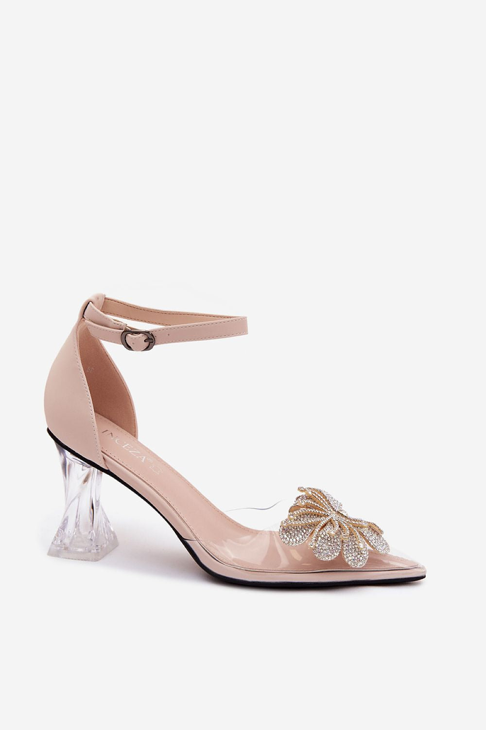 Women's Pointed Toe Clear Heel Ankle Strap Pumps-Pumps Shoes-LeStyleParfait