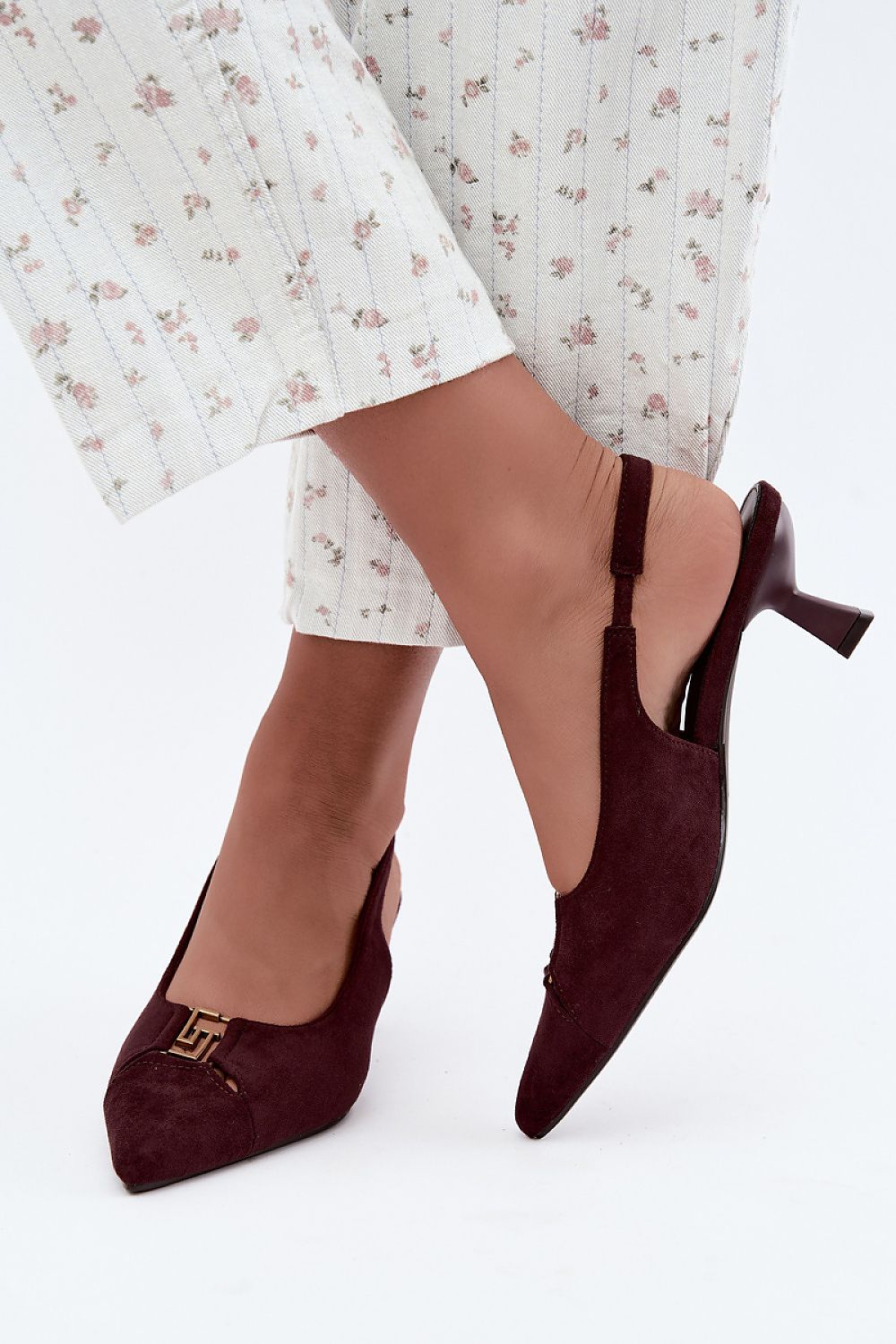 Women's Pointed Toe Slingback Block Heel Pumps-Pumps Shoes-LeStyleParfait