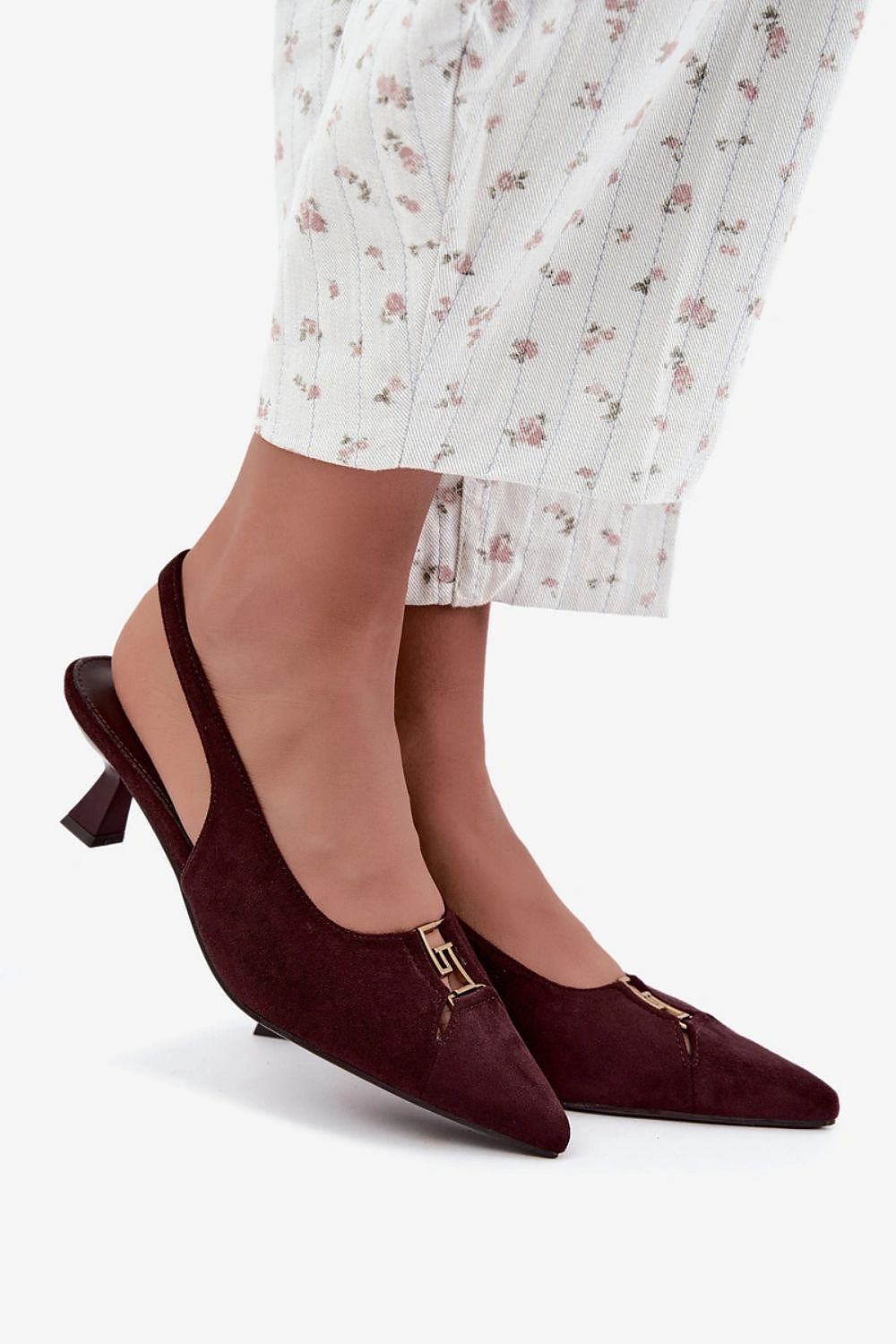 Women's Pointed Toe Slingback Block Heel Pumps-Pumps Shoes-LeStyleParfait