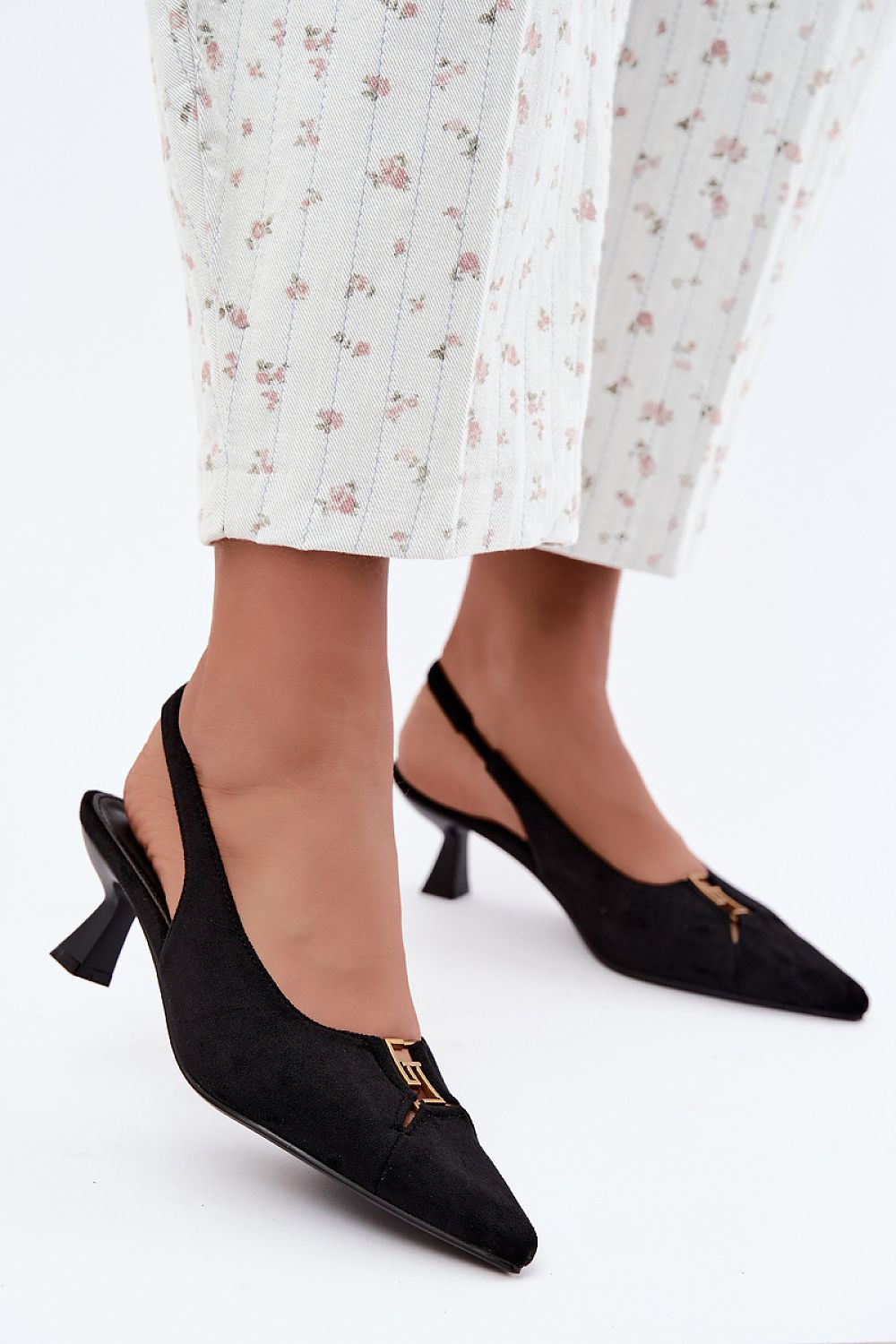 Women's Pointed Toe Slingback Block Heel Pumps-Pumps Shoes-LeStyleParfait