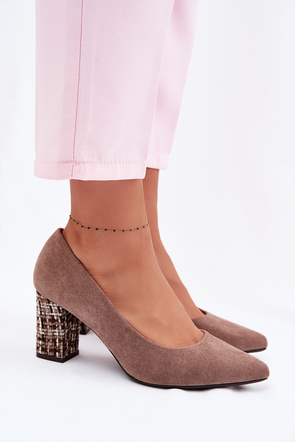 Women's Pointed Toe Suede Block Heel Pumps-Pumps Shoes-LeStyleParfait