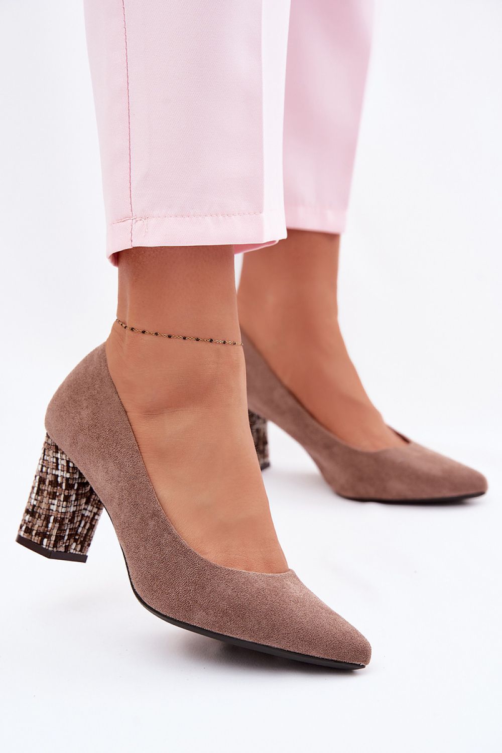 Women's Pointed Toe Suede Block Heel Pumps-Pumps Shoes-LeStyleParfait