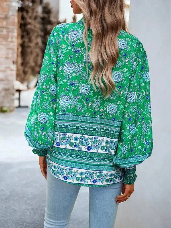 Women's Printed Long Sleeve Shirt-Women's Shirts-LeStyleParfait