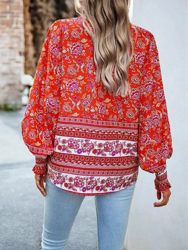 Women's Printed Long Sleeve Shirt-Women's Shirts-LeStyleParfait