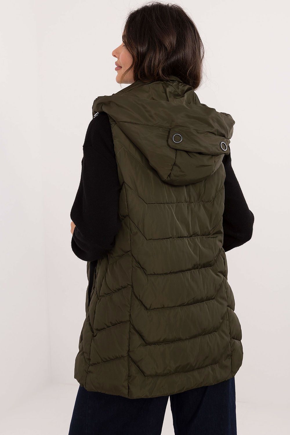 Women's Red Longline Hooded Quilted Vest-Women's Vest-red-s-LeStyleParfait
