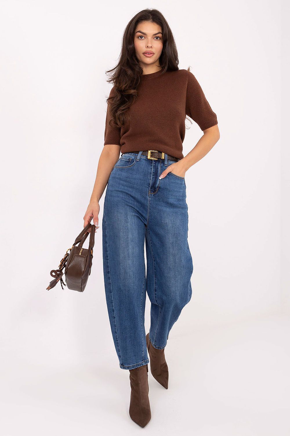 Women's Relaxed Fit Jeans - Blue High Waist Tapered Denim-Straight Leg Jeans-LeStyleParfait
