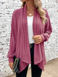 Women’s Ribbed Open Front Cardigan Sweater – Longline Slip-On