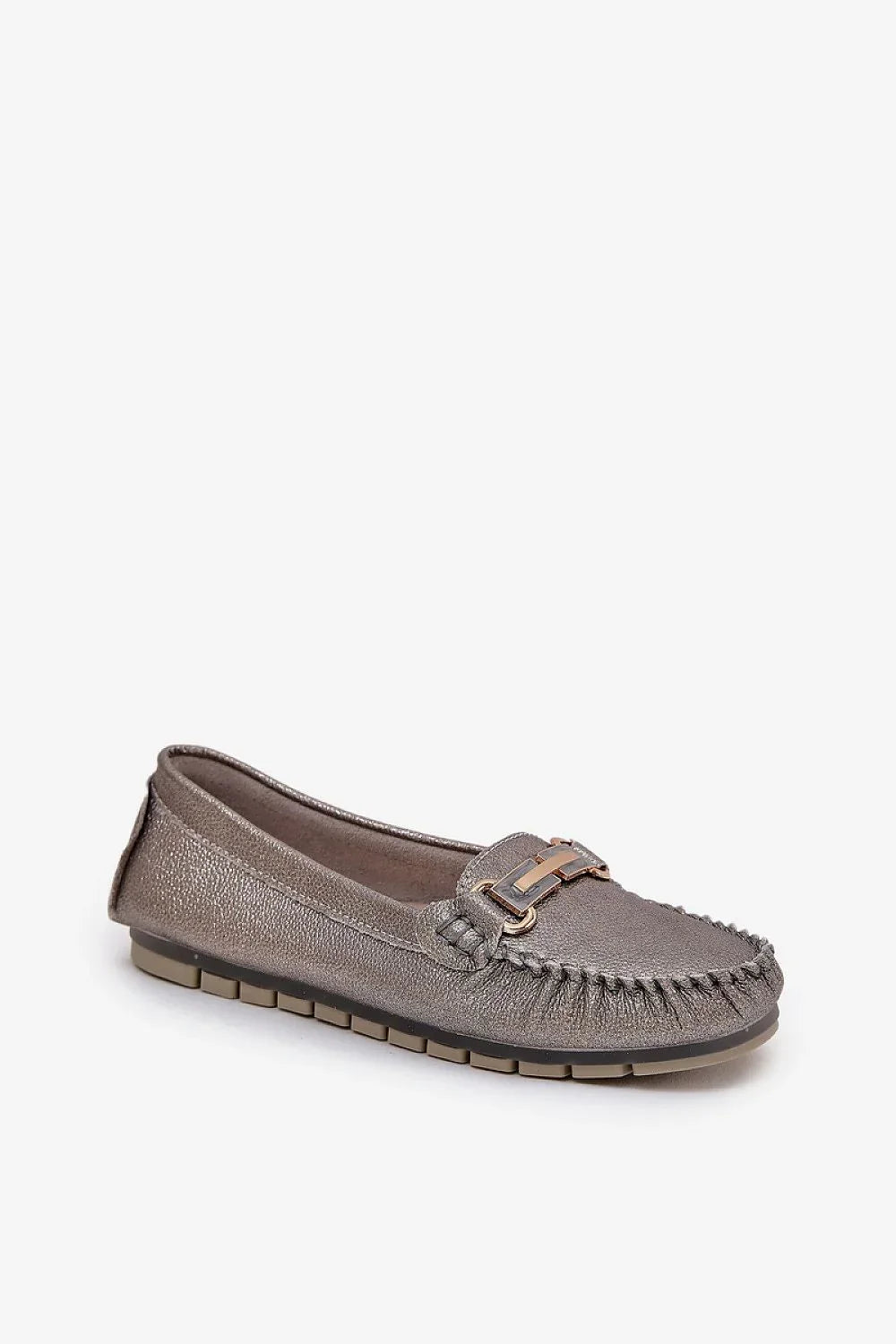 Women’s sequined horsebit natural leather moccasins, versatile casual elegant women’s moccasin loafers