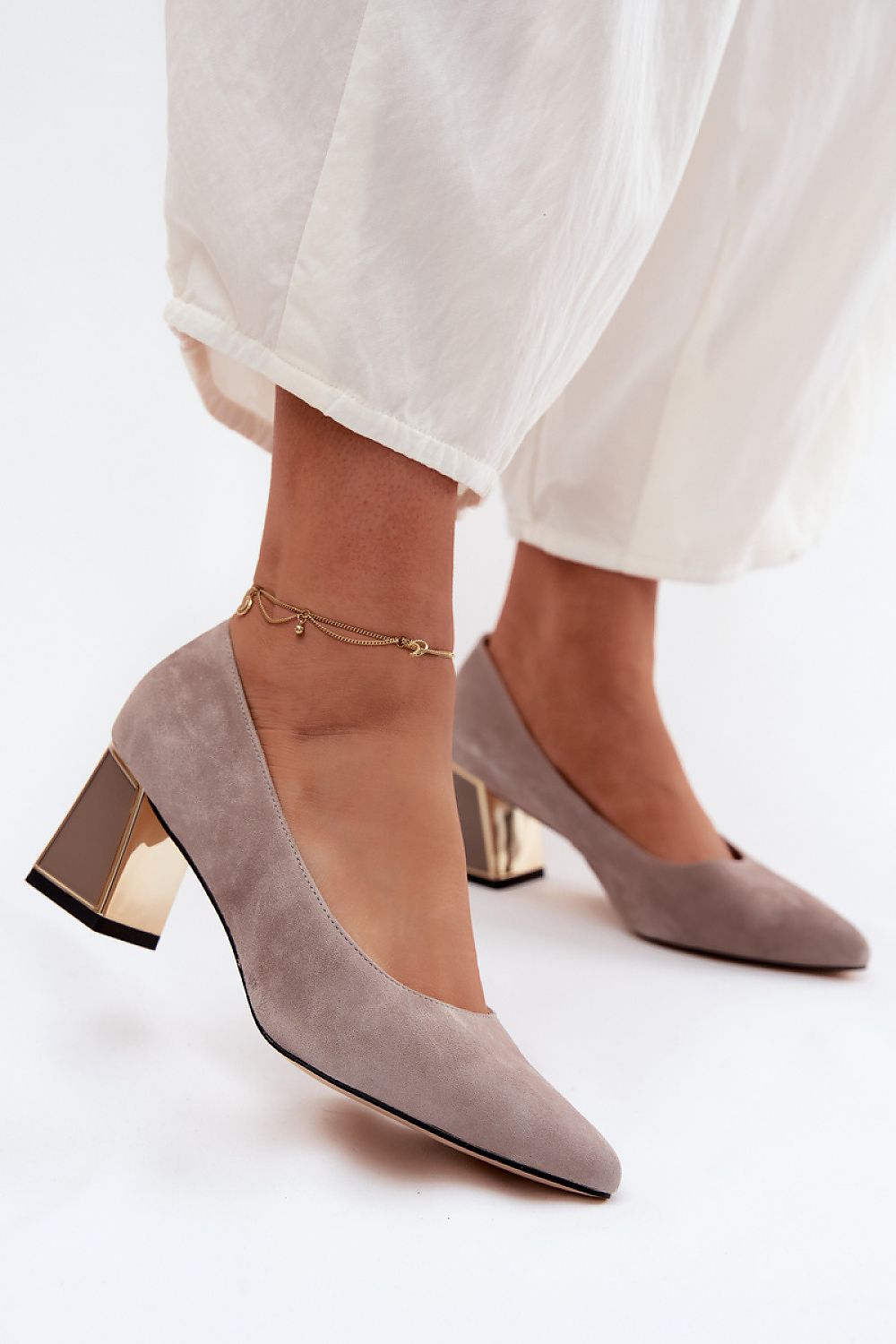 Women's Suede Pointed Toe Block Heel Pumps-Pumps Shoes-LeStyleParfait