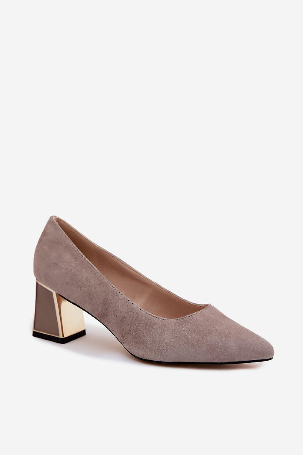 Women's Suede Pointed Toe Block Heel Pumps-Pumps Shoes-LeStyleParfait