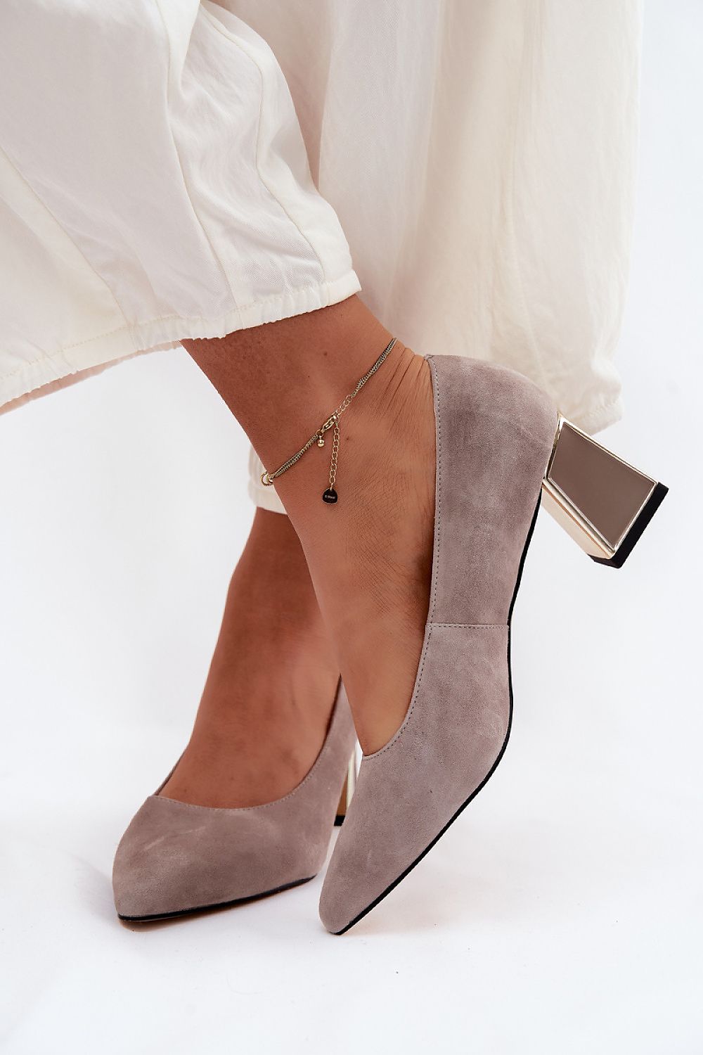 Women's Suede Pointed Toe Block Heel Pumps-Pumps Shoes-LeStyleParfait