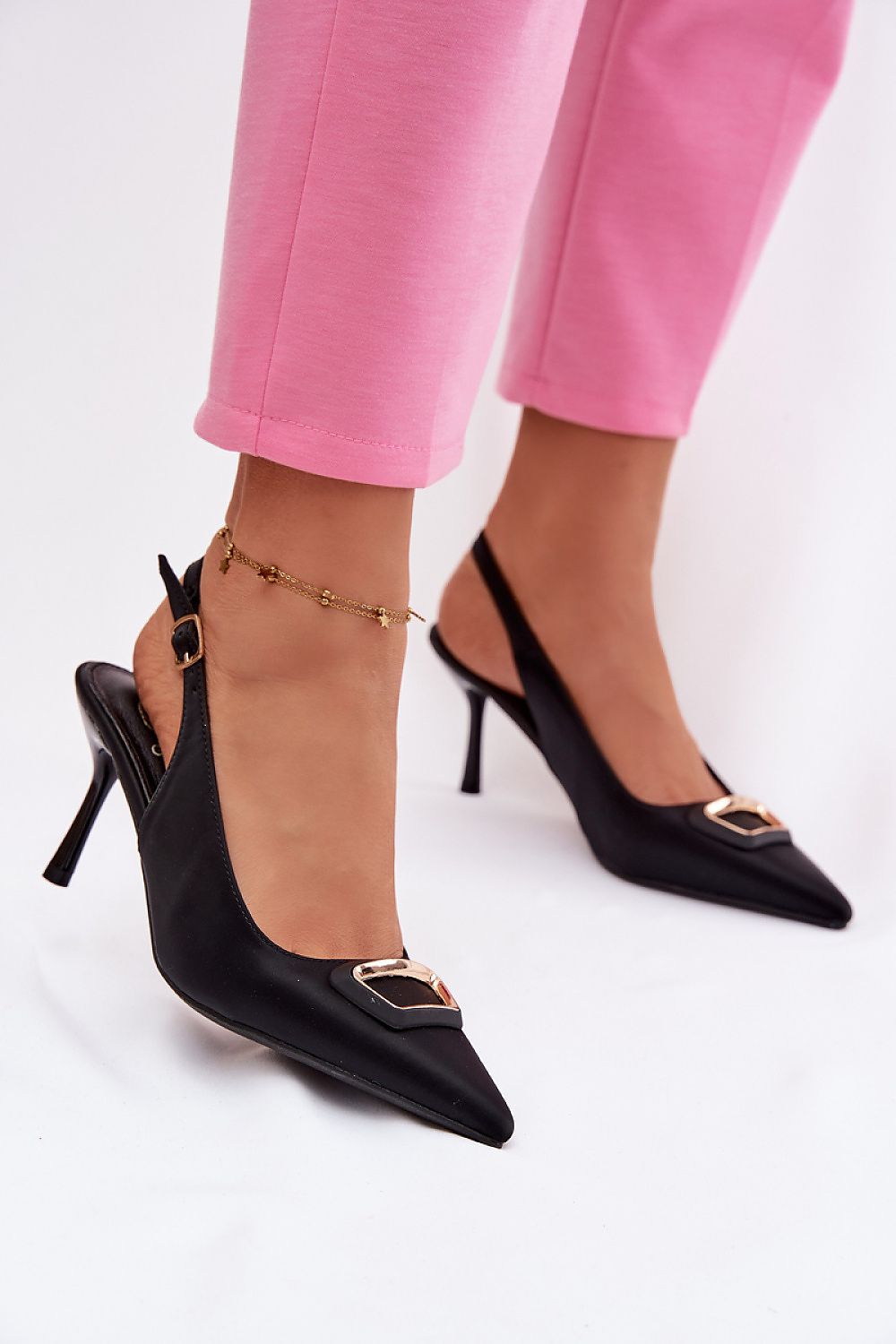 Women's Textile Slingback Stiletto Pumps-Pumps Shoes-LeStyleParfait