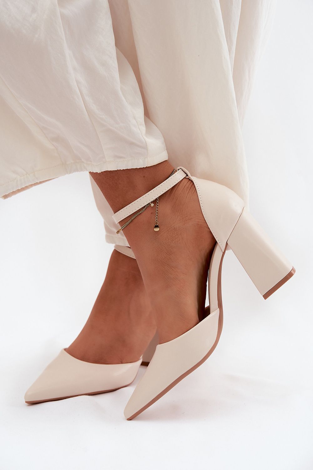 Women's Vegan Ankle Strap Block Heel Pumps-Pumps Shoes-LeStyleParfait