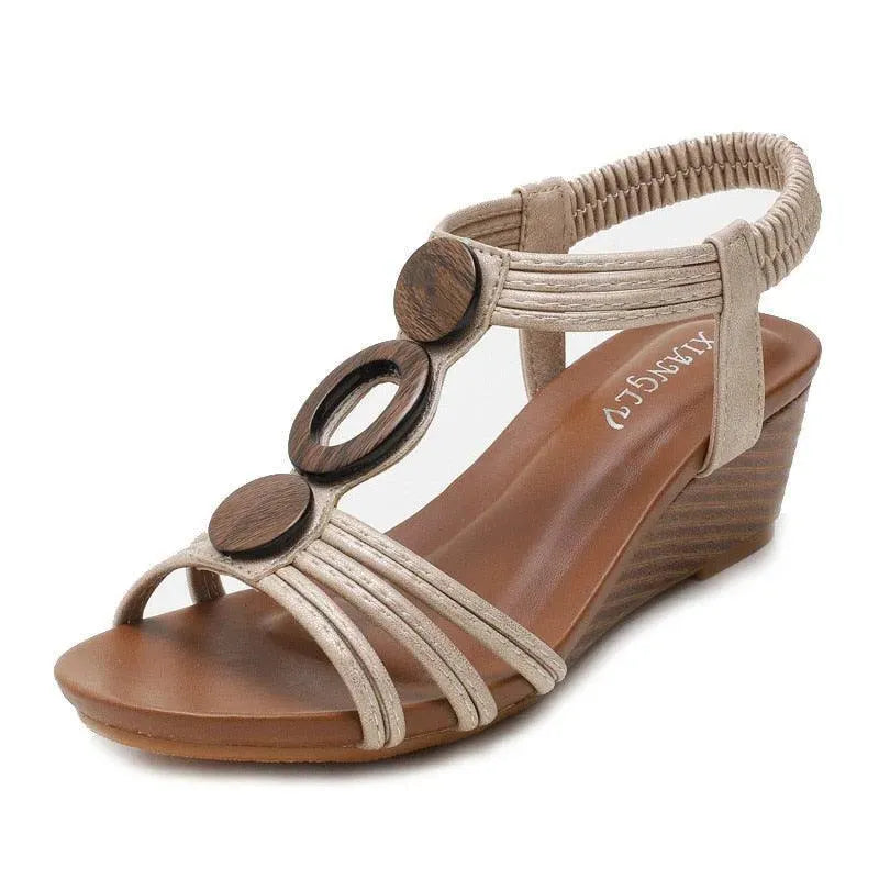 Wood Pattern Wedge Sandals - Wedge Shoes - LeStyleParfait