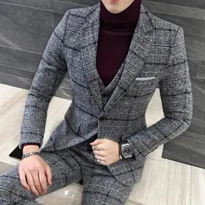 Xavier Plaid Three Piece Suit- Slim Fit - Plaid Suit - LeStyleParfait