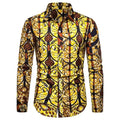 Yellow Brown African Print Shirt-Men Shirts-LeStyleParfait