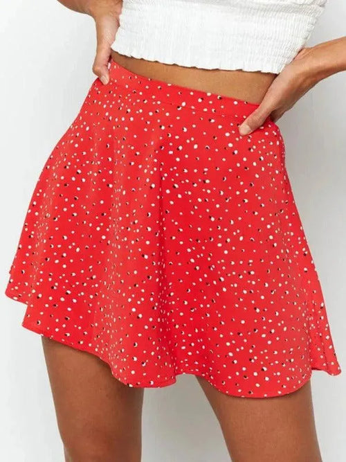 Zipper Floral Mini Skirt-Women's Skirt-LeStyleParfait