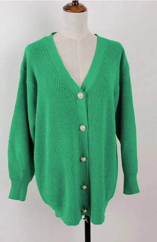 Women’s Casual V-Neck Cardigan Sweater – Candy Color Knit