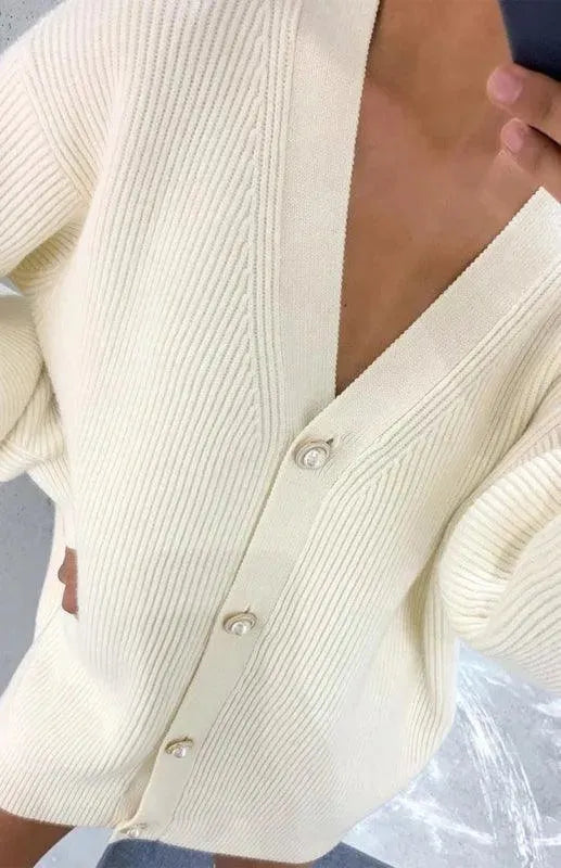 Women’s Casual V-Neck Cardigan Sweater – Candy Color Knit