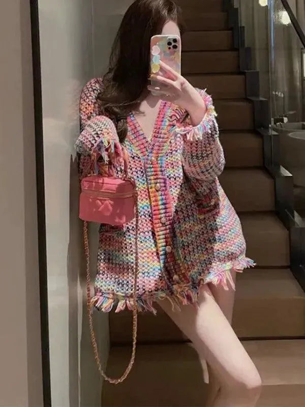 Women’s Oversized Textured Cardigan Sweater – Relaxed Fit