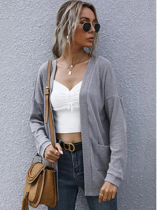 Women’s Solid Longline Cardigan Sweater – Slip-On V-Neck