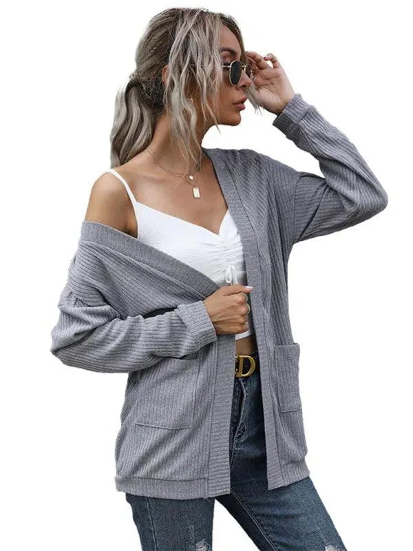 Women’s Solid Longline Cardigan Sweater – Slip-On V-Neck