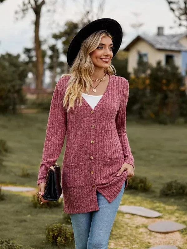 Brushed Pitted Ladies Cardigan Sweater - Cardigan Sweater - LeStyleParfait