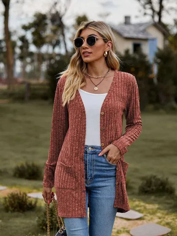 Brushed Pitted Ladies Cardigan Sweater - Cardigan Sweater - LeStyleParfait