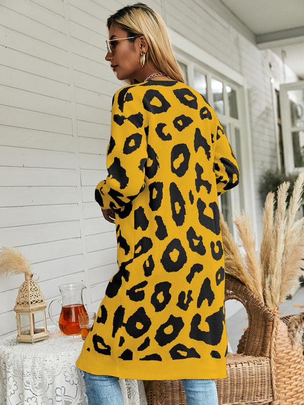 Leopard Print Knitted Women Cardigan Sweater - Cardigan Sweater - LeStyleParfait