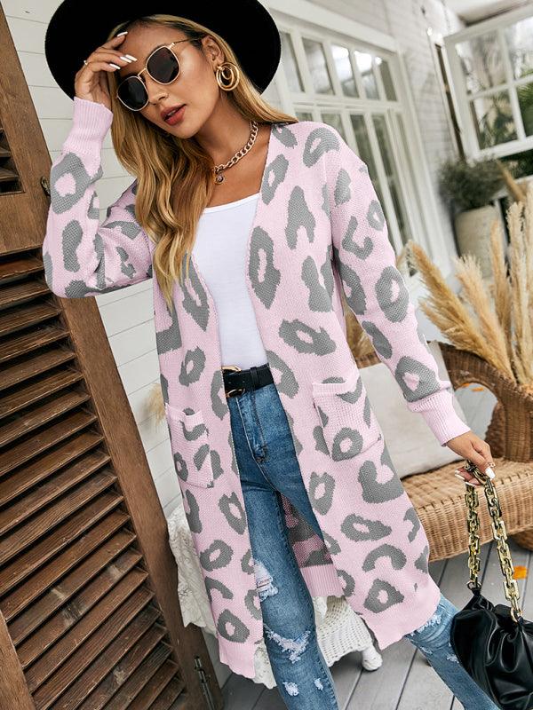 Leopard Print Knitted Women Cardigan Sweater - Cardigan Sweater - LeStyleParfait
