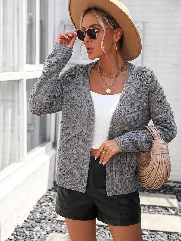 Three-Dimensional Pattern Cardigan Sweater - Cardigan Sweater - LeStyleParfait