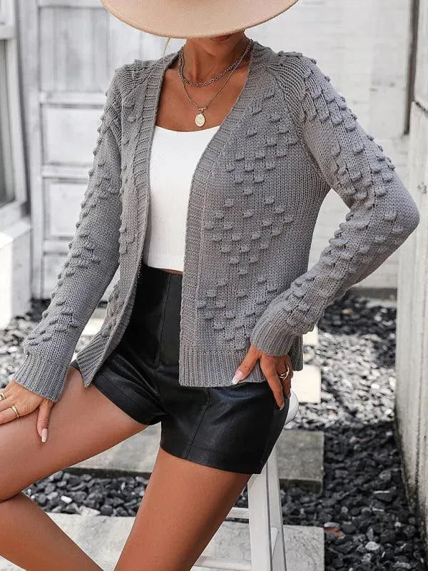 Three-Dimensional Pattern Cardigan Sweater - Cardigan Sweater - LeStyleParfait