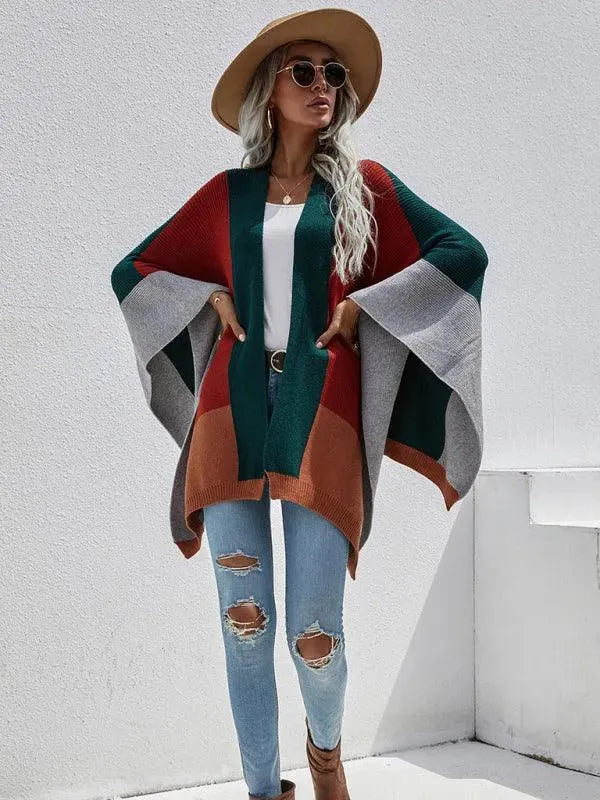 Women Plaid Oversized Loose Poncho - Poncho - LeStyleParfait