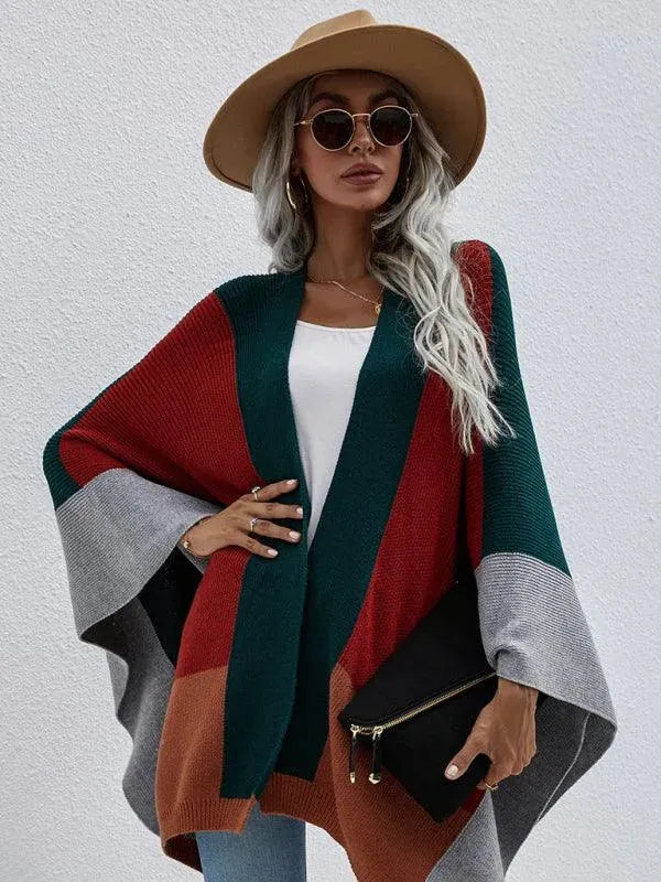 Women Plaid Oversized Loose Poncho - Poncho - LeStyleParfait