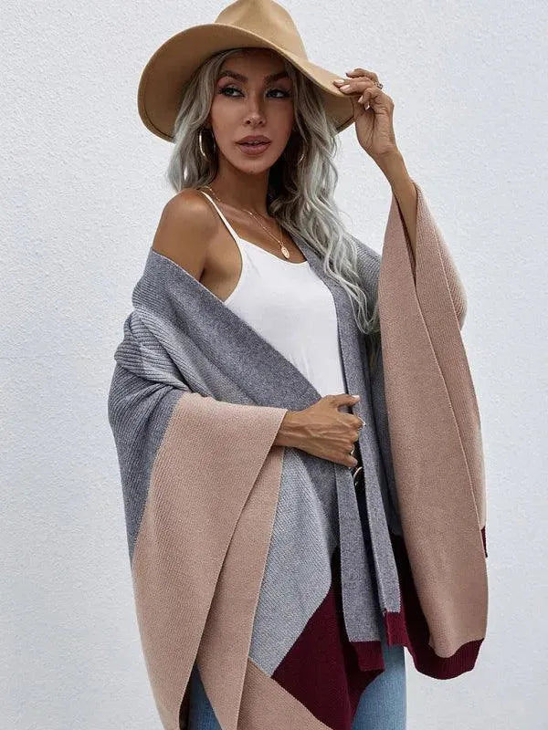 Women Plaid Oversized Loose Poncho - Poncho - LeStyleParfait